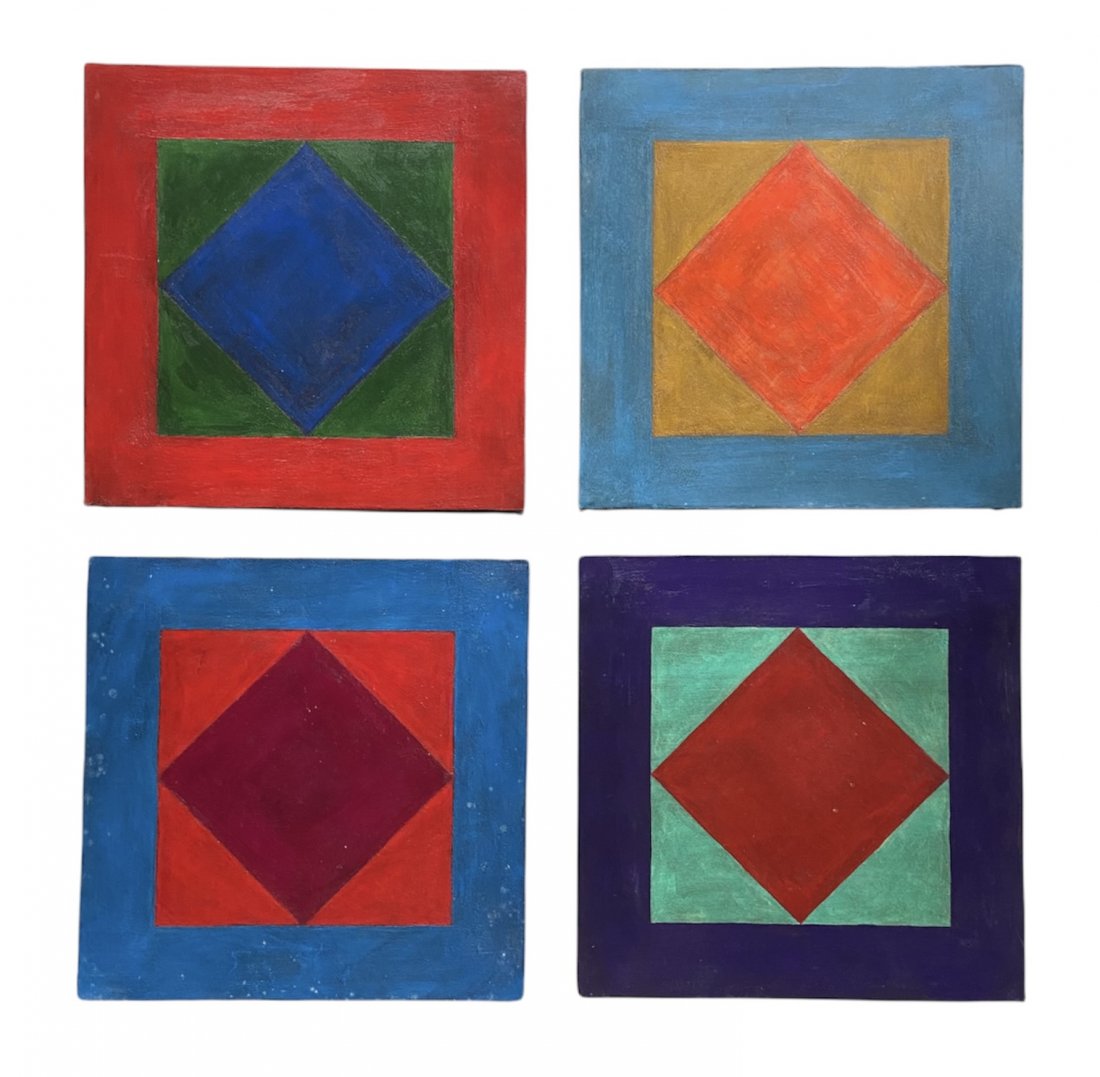 TIM RAY FISHER (b. 1969, Indiana) Abstracts: Oil on board 12 x 12 in