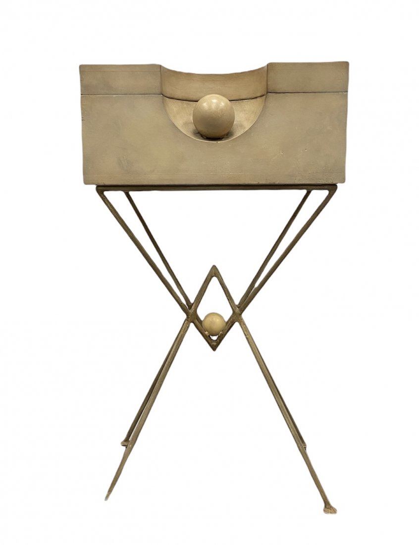 Mid-Century Modern Unique Wood Box On Stand (1 of 6)