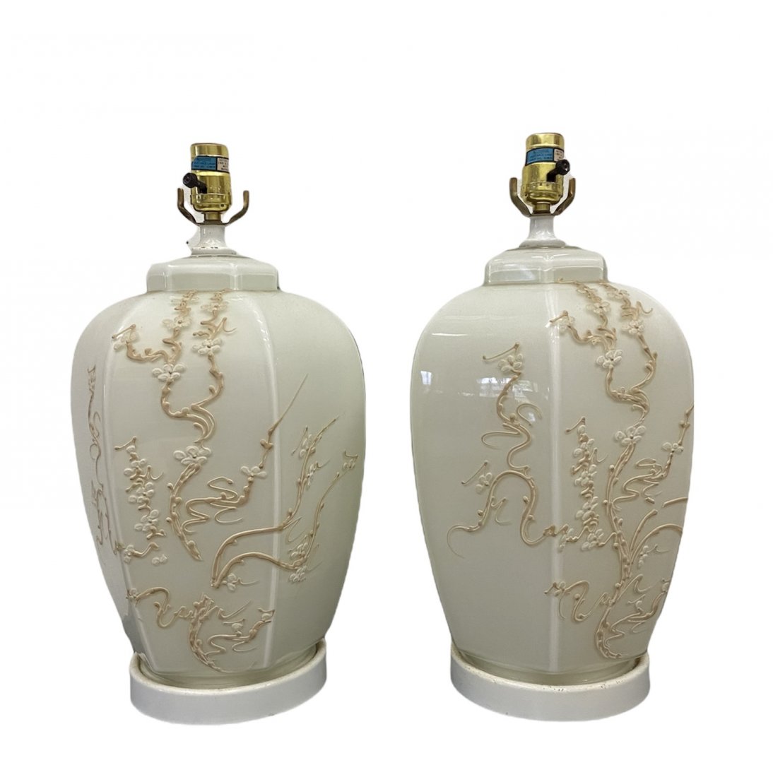Pair Of Vintage Reverse Glass Painted Floral Lamps (1 of 2)