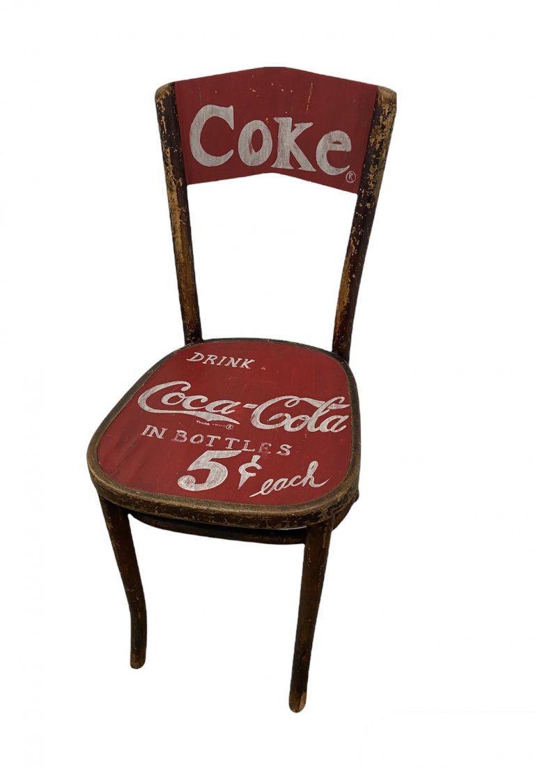1930's Depression Era Coca Cola Folk Art Chair: WPA era folk art 33 1/2 x 14 x 20 in