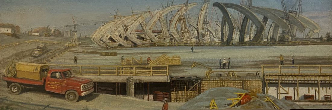 Construction Of Olympic Stadium, Montreal 1975 Painting (1 of 4)