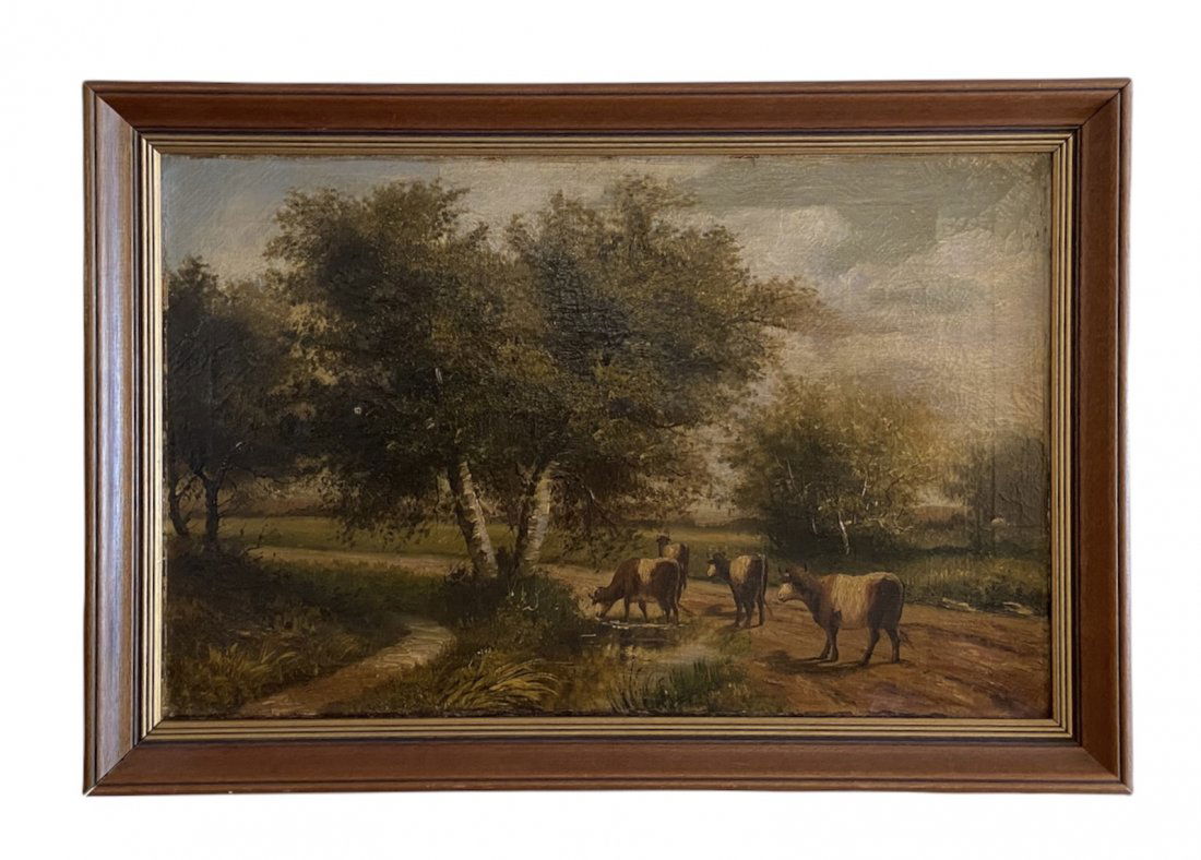 19th Century American Impressionist Landscape w/ Cows (1 of 3)