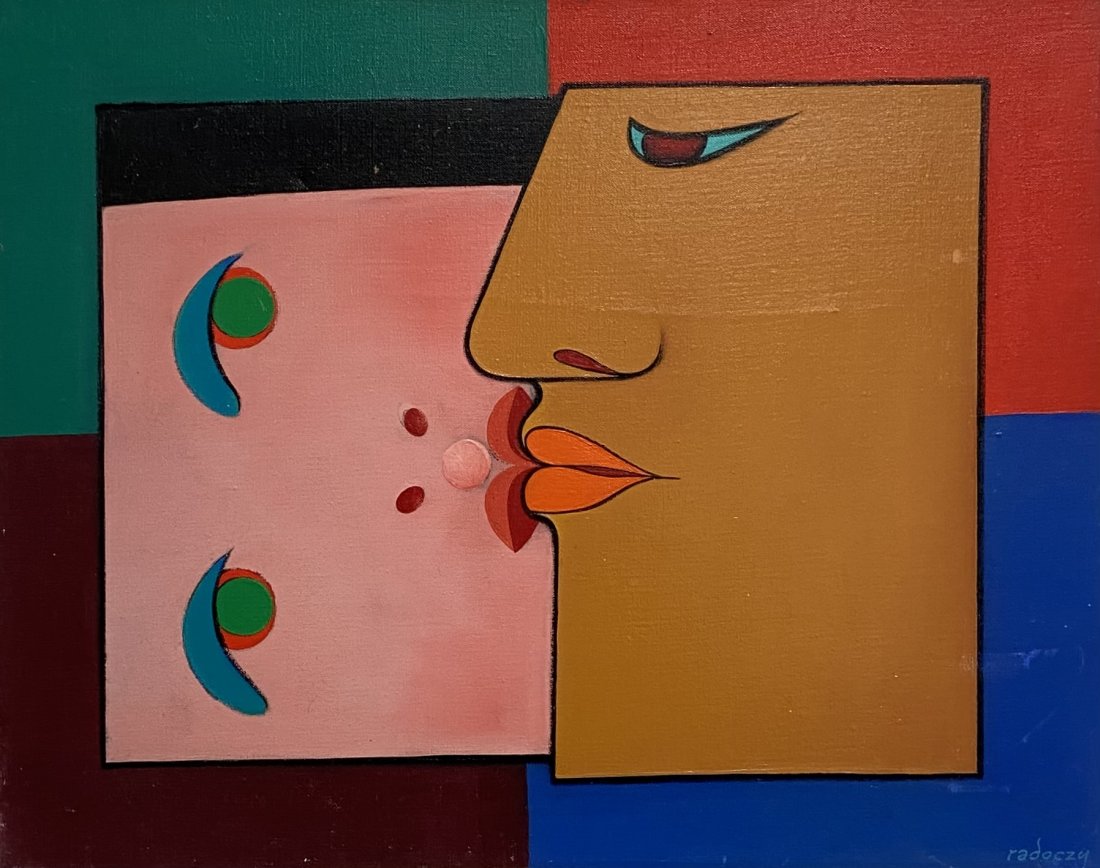 ALBERT RADOCZY (1914-2008, Connecticut) Abstract 1963: Oil on canvas 16 x 20 in. Albert Radoczy1914-2008 Albert Radoczy was a master at exploring the female form. Throughout his career his drawings and paintings depicted women with images ranging from rea