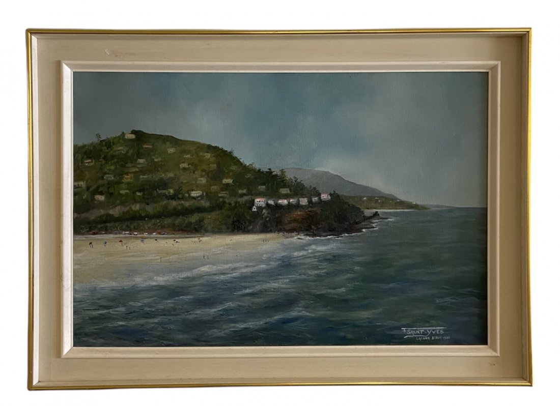 Laguna Beach, California Coastal Landscape, Signed: Oil on canvas 20 x 30 in, 26 x 36 in. (framed). Shipped from our Margate City, NJ location.