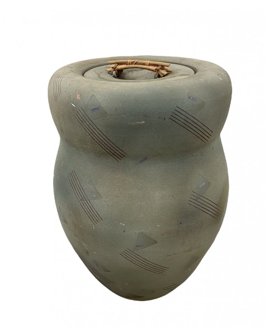 Raku Pottery Large Covered Modernist Vase (1 of 8)