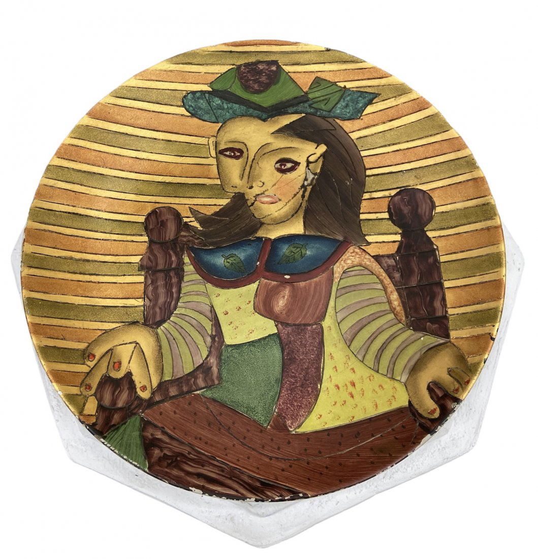 Vintage Cubist Picasso Style Ceramic Charger Plate (1 of 3)