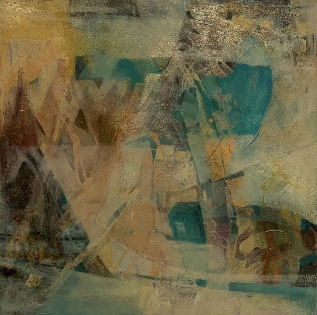 JOY BARTH (20th c, Pittsburgh) Abstract Expressionist: Oil on canvas 42 x 42 in