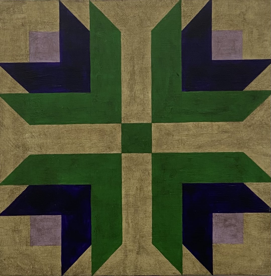 TIM RAY FISHER (b. 1969, Indiana) Geometric Abstract: Acrylic on board 12 x 12 in