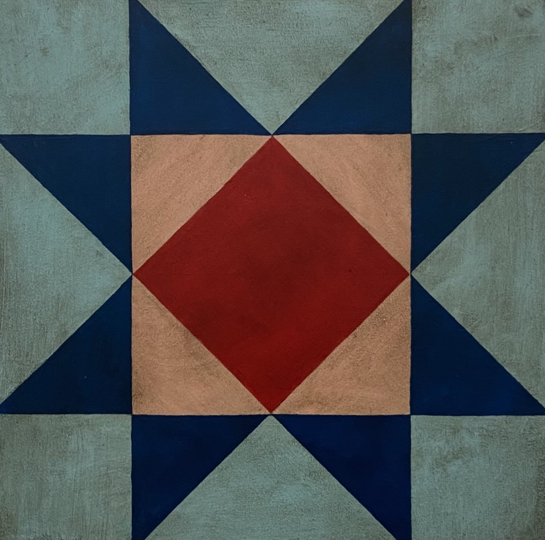TIM RAY FISHER (b. 1969, Indiana) Geometric Abstract: Acrylic on board 12 x 12 in
