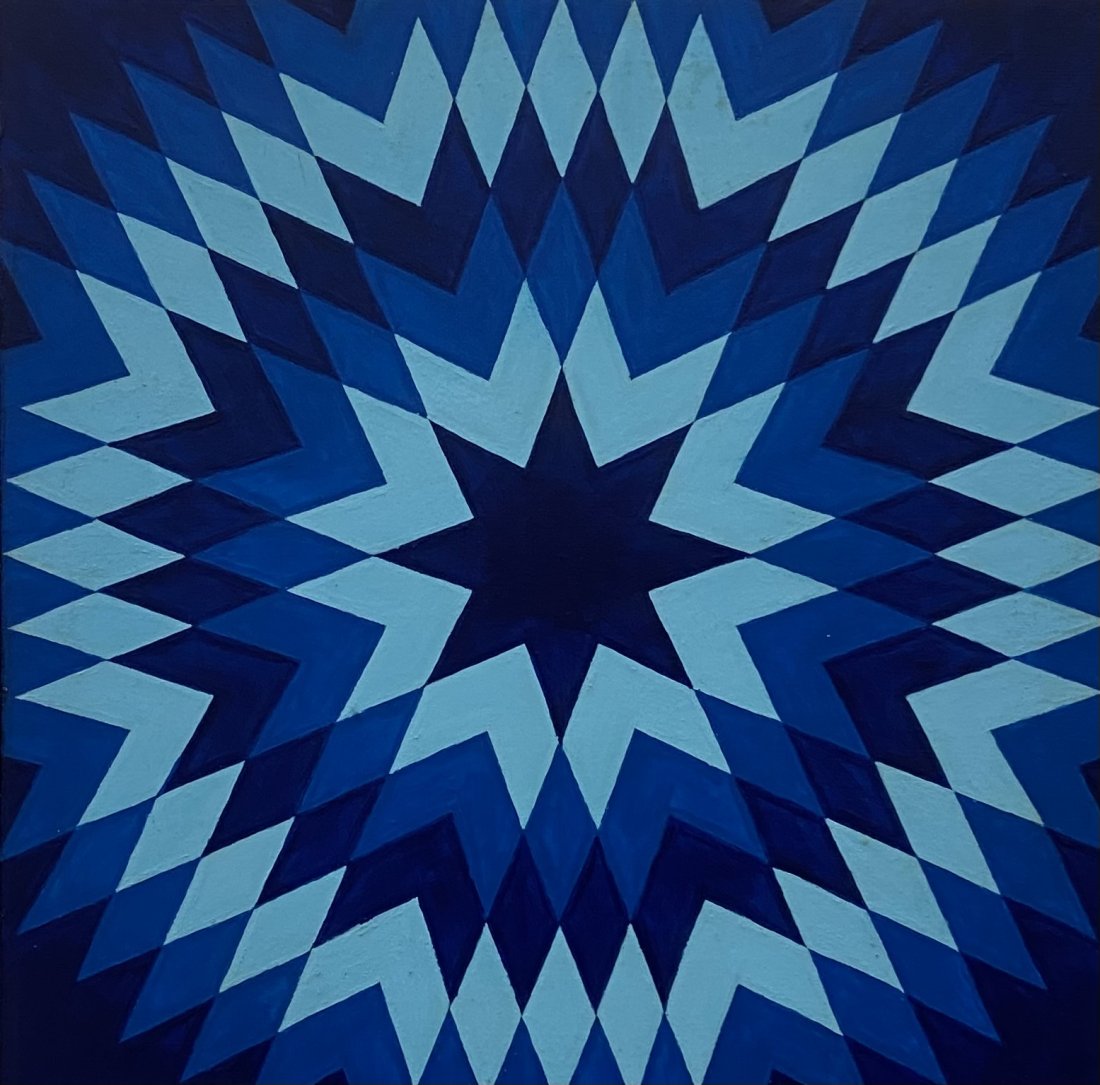 TIM RAY FISHER (b. 1969, Indiana) Geometric Abstract: Acrylic on board 12 x 12 in