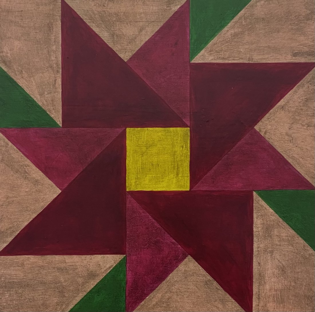 TIM RAY FISHER (b. 1969, Indiana) Geometric Flower: Acrylic on board 12 x 12 in