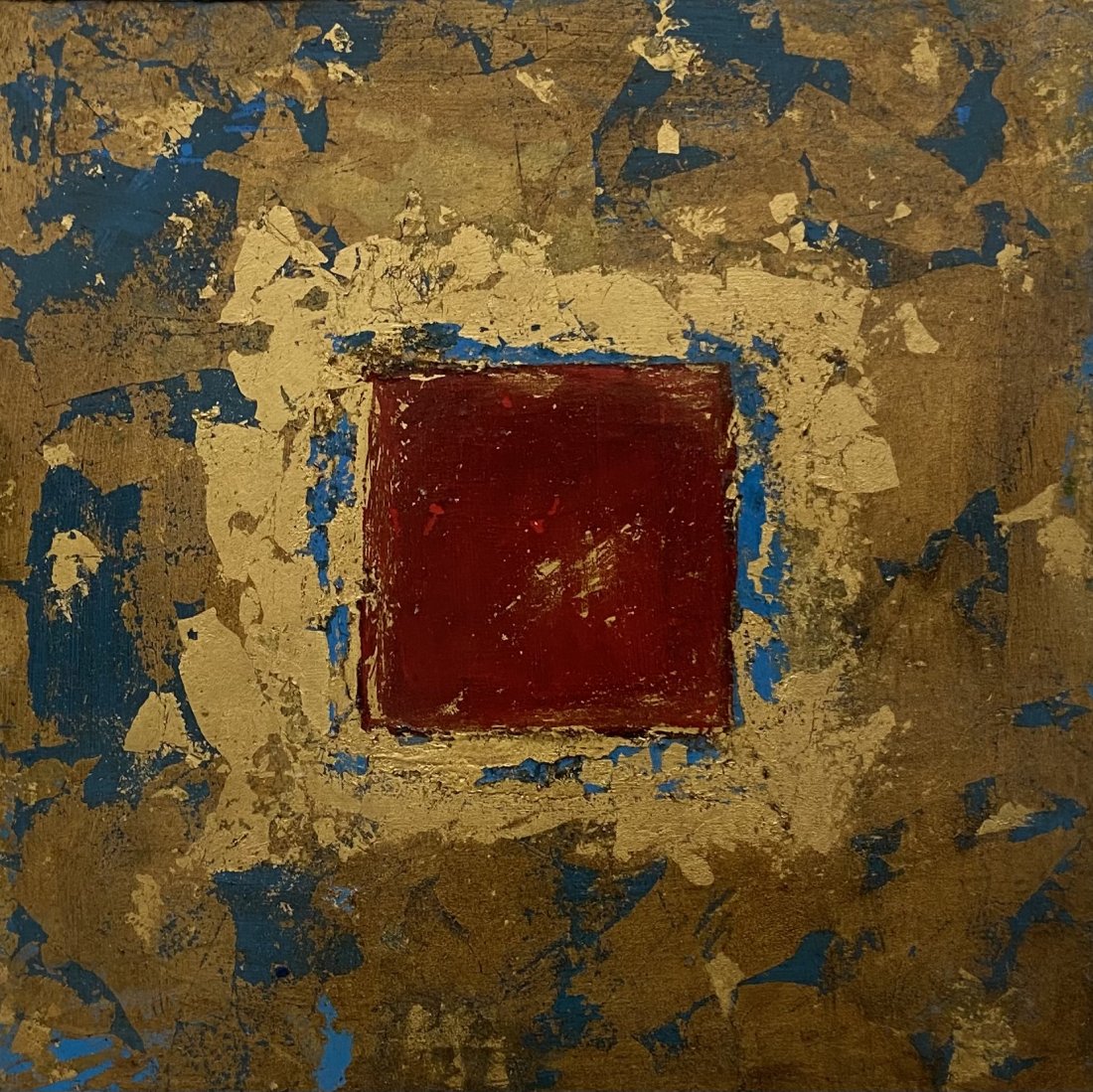 TIM RAY FISHER (b. 1969, Indiana) Red Square: Acrylic on board 12 x 12 in
