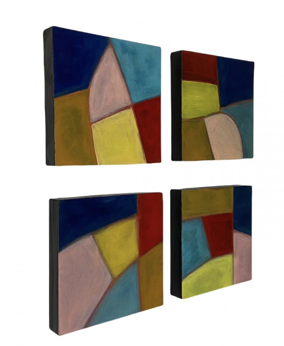TIM RAY FISHER (b. 1969, Indiana) Abstracts: Acrylic on board 10 x 10 in