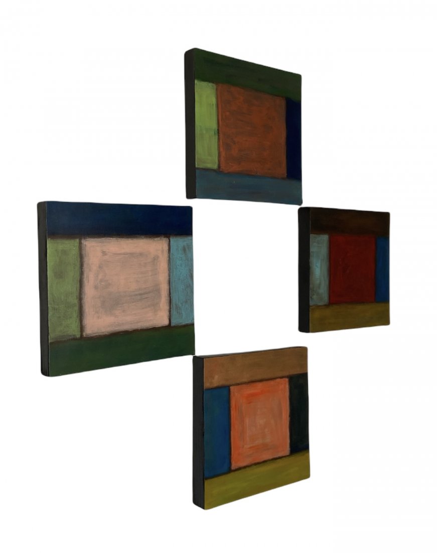 TIM RAY FISHER (b. 1969, Indiana) Abstracts: Acrylic on board 11 1/2 x 11 1/2 in