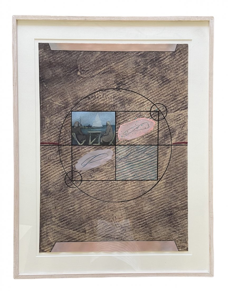 RAFAEL VADIA (1950-2020, Cuba) Abstract: Mixed media on paper 35 x 27 in