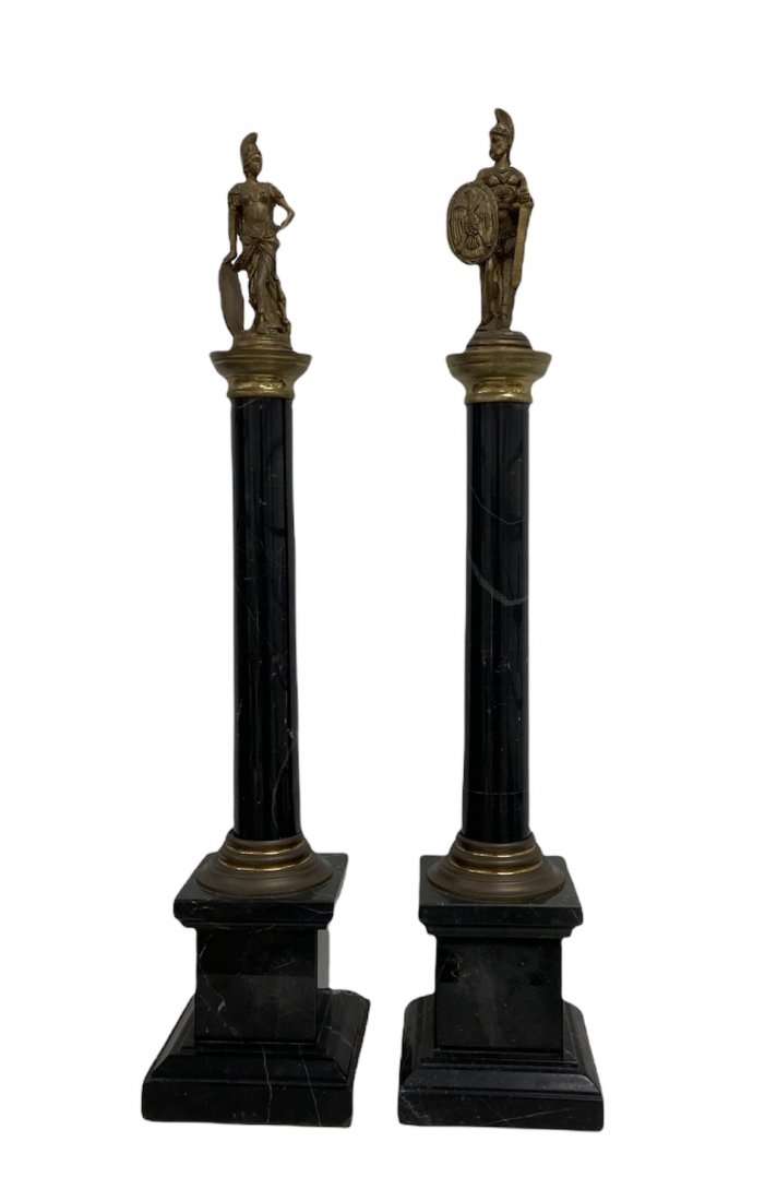 Mid-Century Garniture Neoclassical Statues Marble Bases (1 of 5)