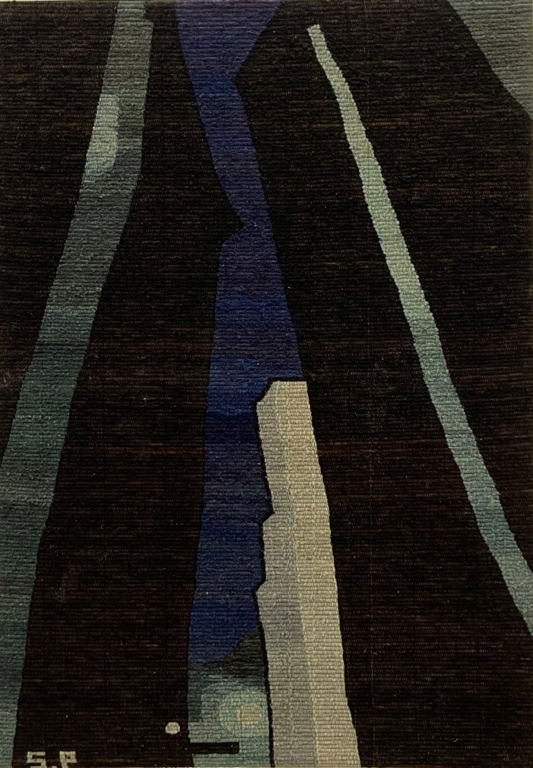 Large Mid-Century Modern Cityscape Tapestry, Signed (1 of 4)