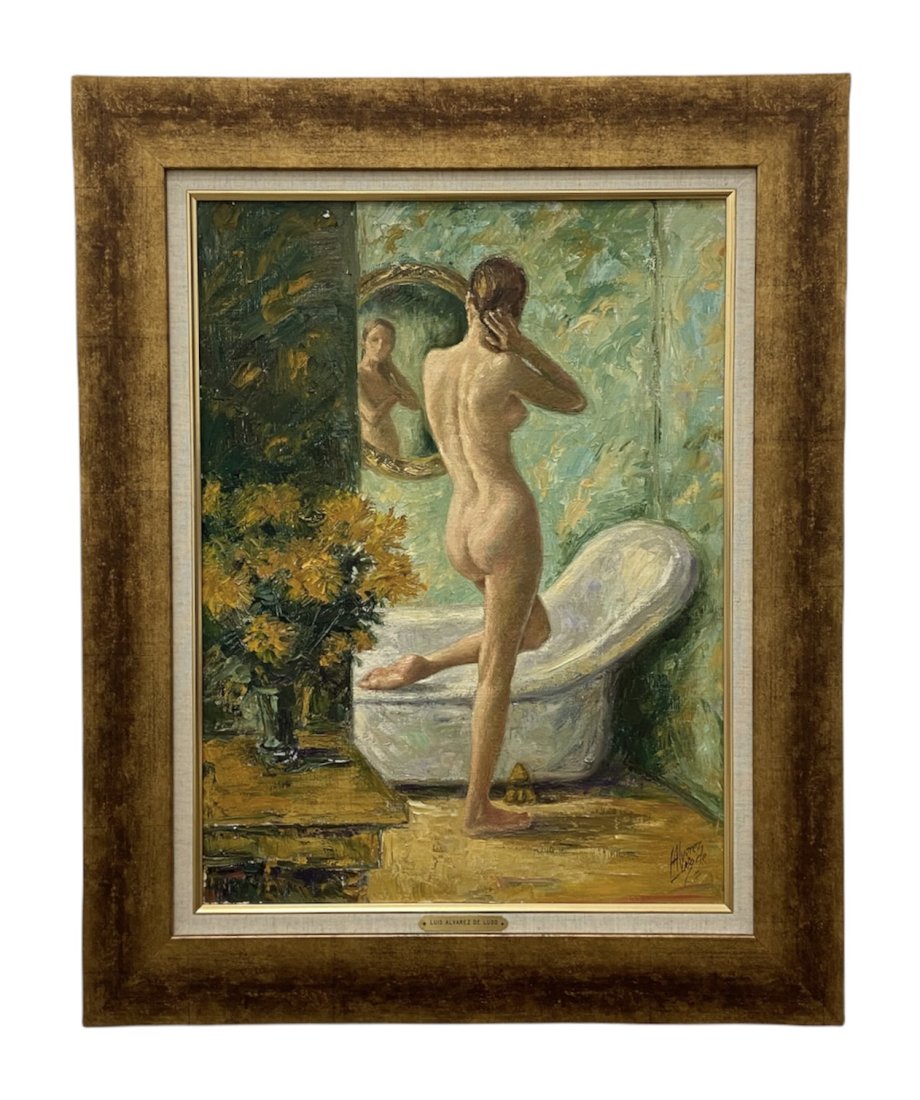 LUIS ALVAREZ DE LUGO (b. 1923, Venezuela) Nude: Oil on canvas 24 x 18 in, 31 x 25 in (framed)