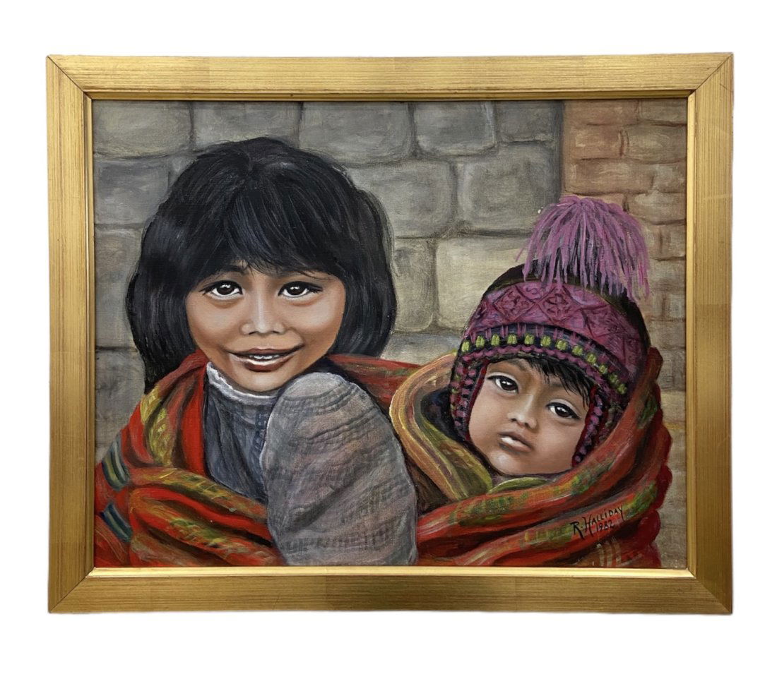 Portrait Of Guatamalan Children Signed Halliday (1 of 3)