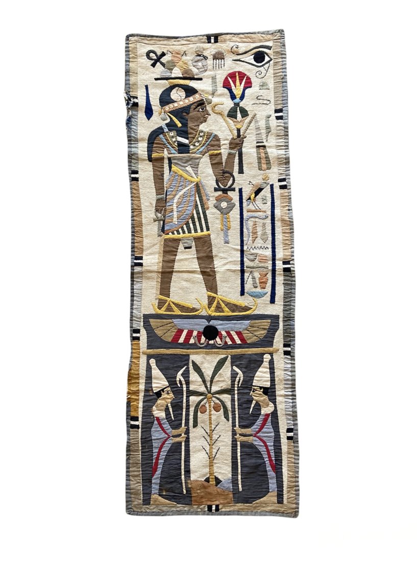 Mid-Century Egyptian Revival Tapestry: 52 x 18 in