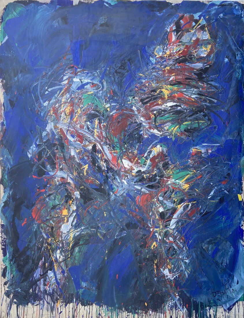 DOMINIQUE DEHAIS (b. 1956, France) Monumental Abstract: Monumental oil on canvas by Dominique Dehais. 86 1/2 x 67 in