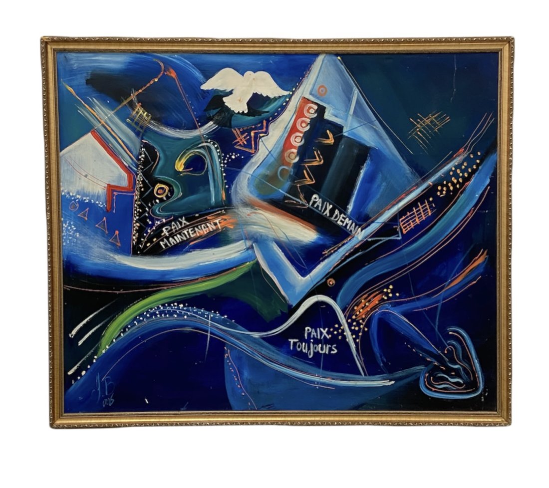 Large Haitian Abstract Painting , Illegible Signature (1 of 3)