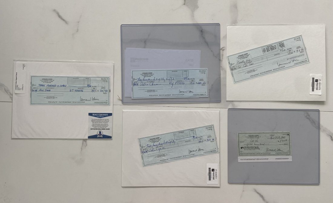 Lot Of Leonard Cohen Signed Checks (1 of 6)