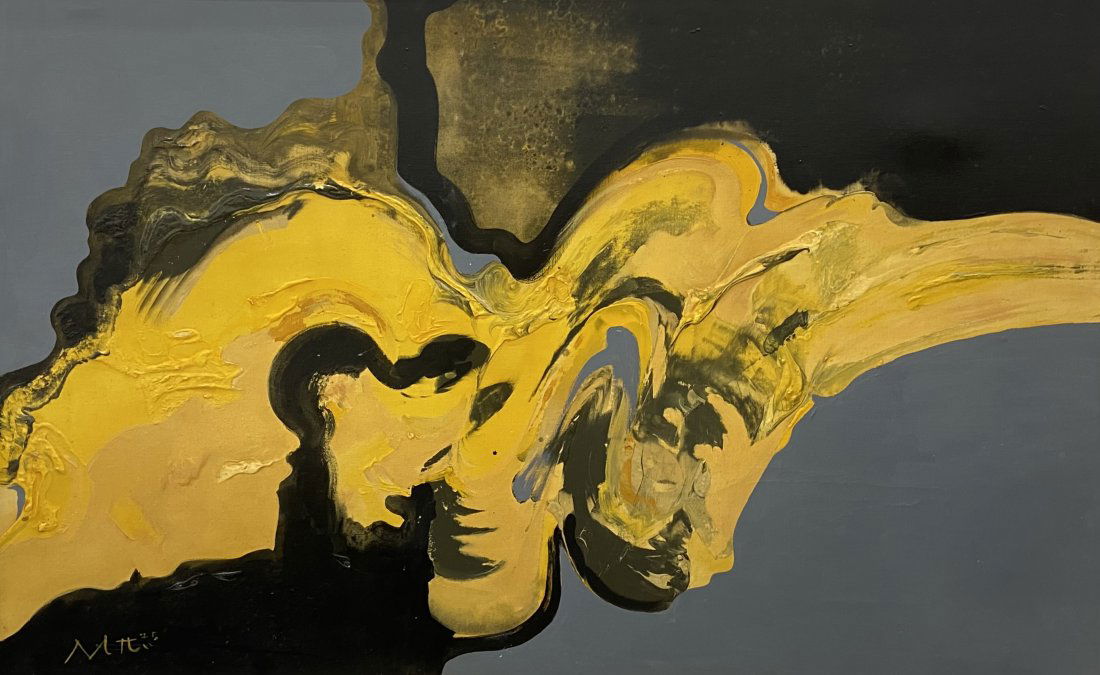 1970's Black & Gold Abstract Painting, Signed (1 of 5)
