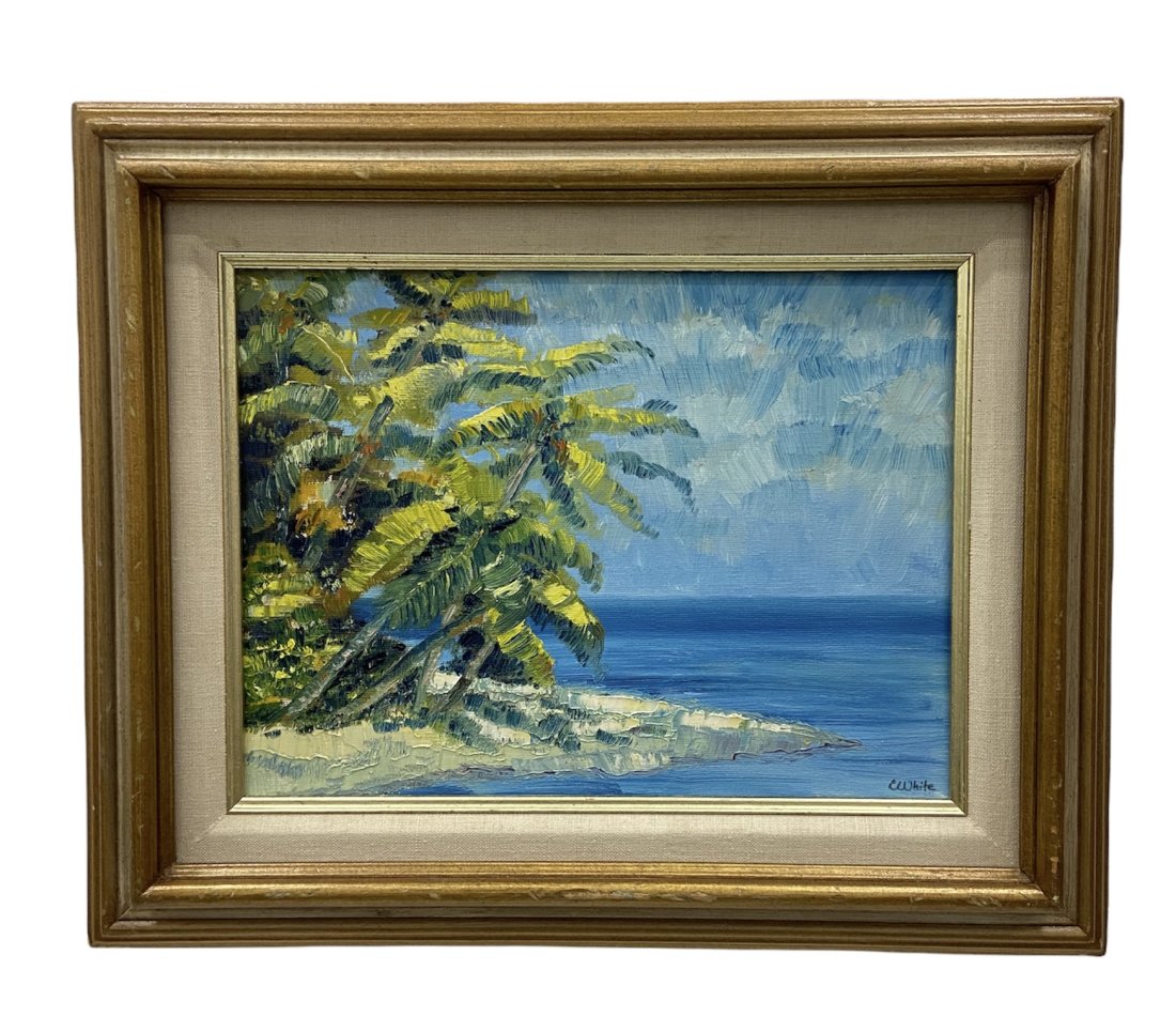 Impressionist Florida Keys Landscape, Signed: Oil on canvas 12 x 9 in, 17 x 14 in (framed)