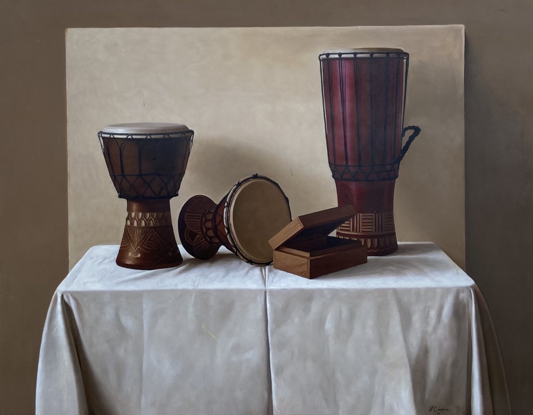 FERNANDO O'CONNOR (20th c, Argentina) Hyperrealist: Still Life. Oil on board 32 x 40 in