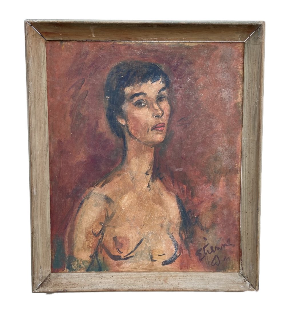 ROGER ETIENNE (1923-2011, French) Nude Portrait: 24 x 20 in, 27 x 23 in (framed)