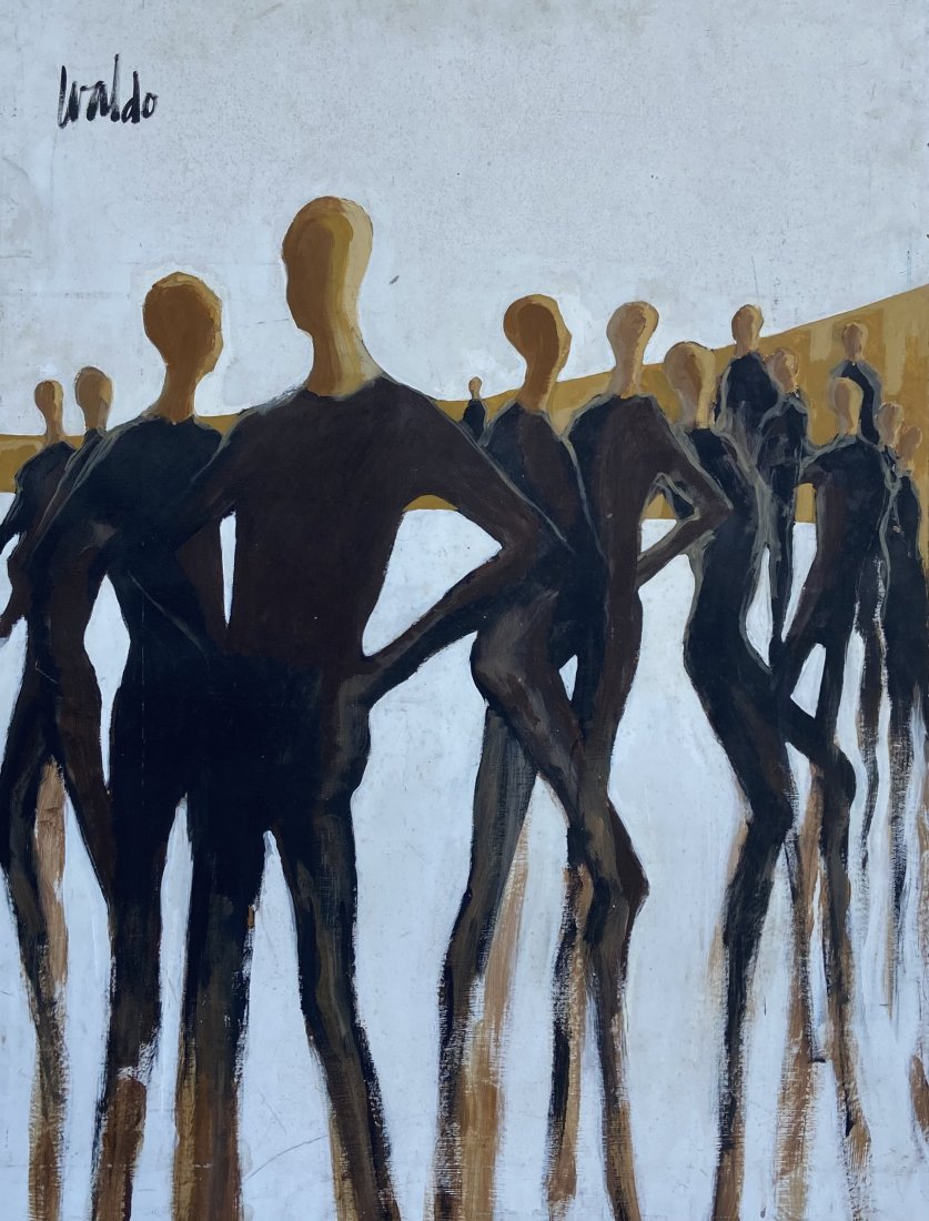 Mid-Century Modern Abstract Of Figures Signed Waldo (1 of 3)