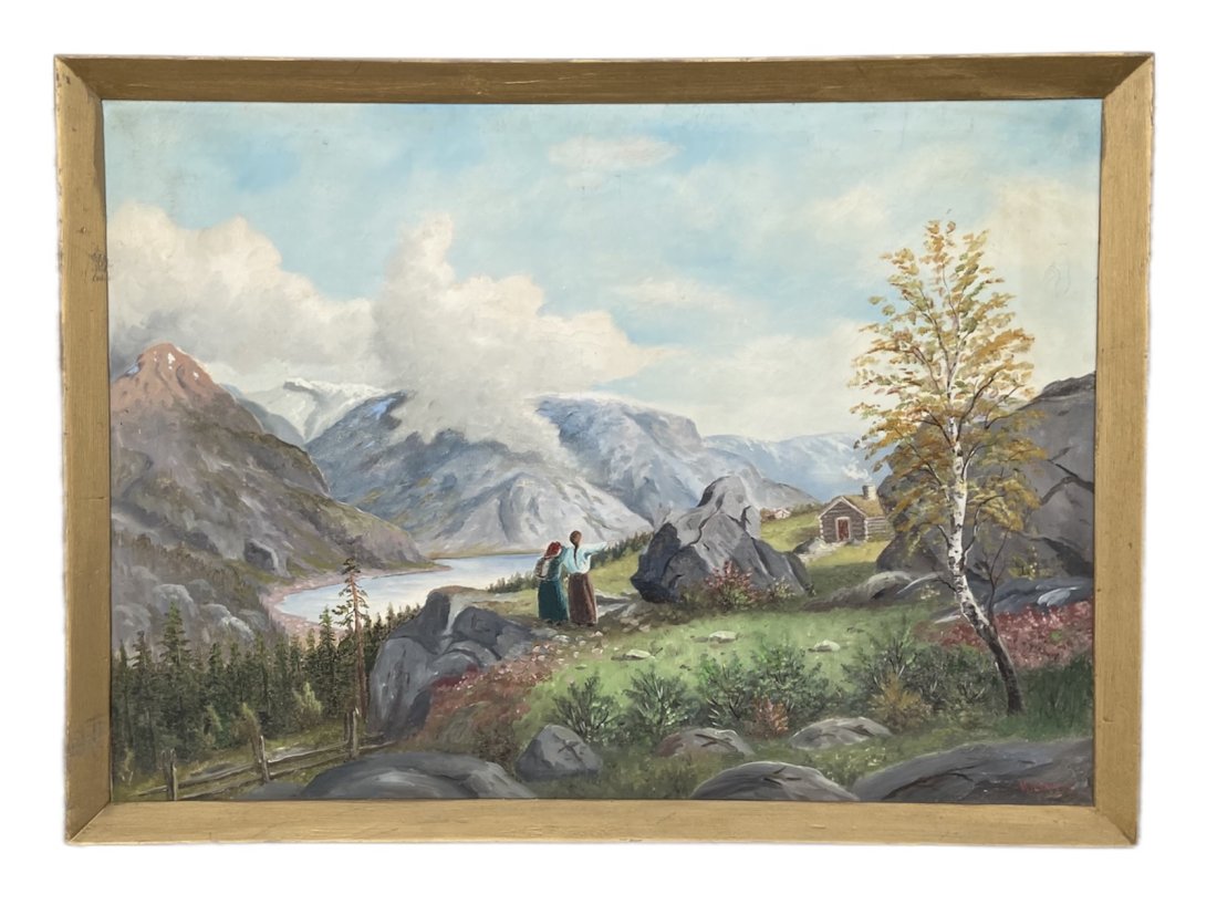 HAROLD OSACR LARSEN (1981-1942, Norway) Landscape: Oil on canvas 35 1/2 x 25 1/2 in