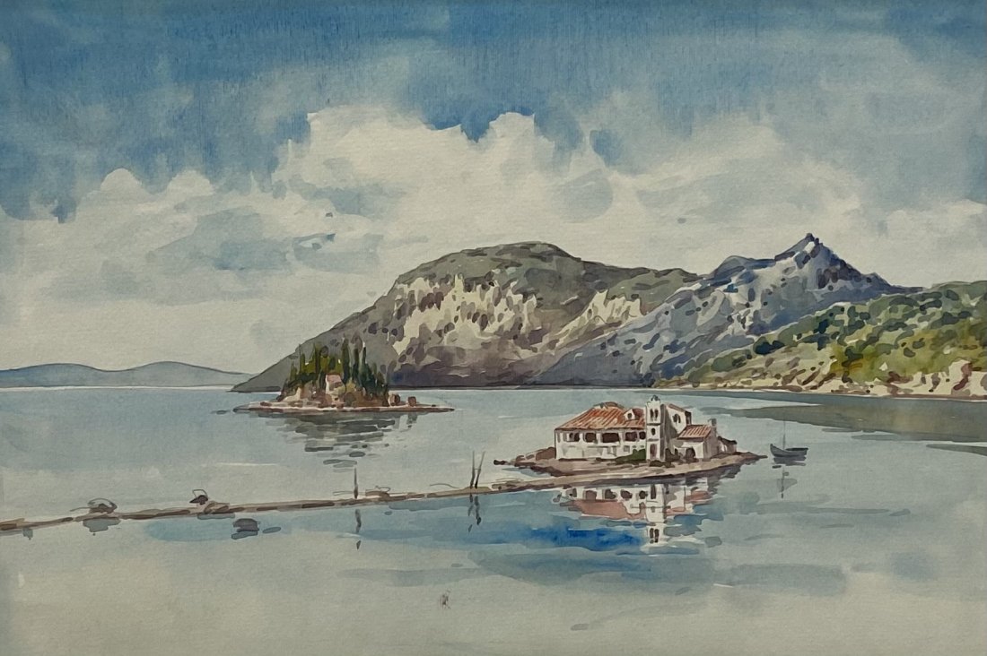 Thomas Papadoperakis (1943-2002): Watercolor on paper. 13 1/2 x 9 3/8