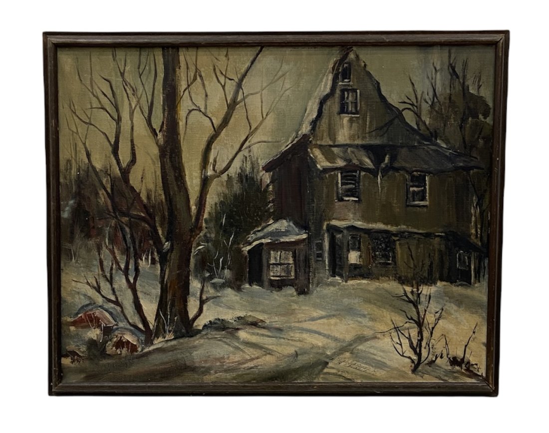 Early 20th Century American Winter Landscape, Signed: Oil on canvas 28 x 22 in, 30 x 24 in (framed)