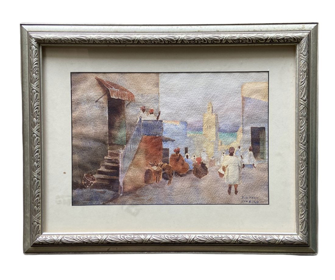 1920's Orientalist Street Scene Signed Bud Neefe (1 of 3)