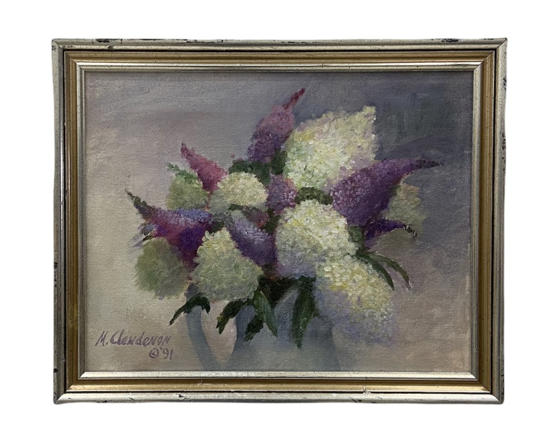 Vintage 1990's Painting Of Flowers, Signed: 16 x 13 in. Oil on canvas