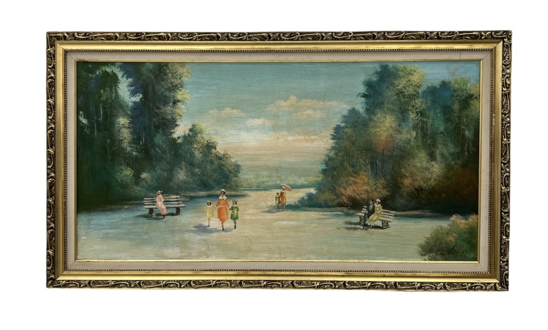 JULIO CARBALLOSA ( 1919-2012, Cuba) Impressionist: Large landscape. Oil on canvas 24 x 48 in., 30 x 54 in. (framed).