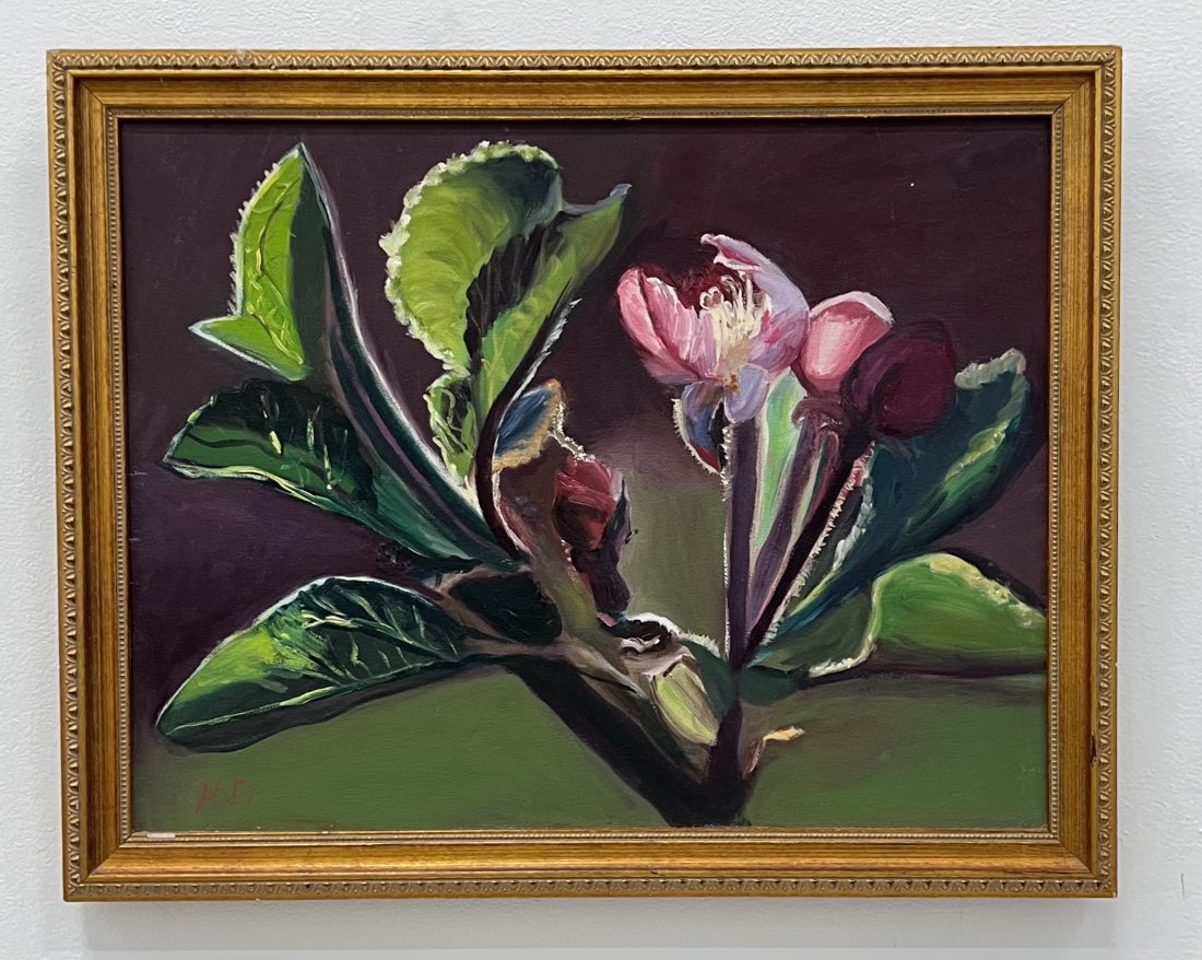 Hypperealist Painting Of A Blooming Flower, SIgned: Oil on board. Size TBD