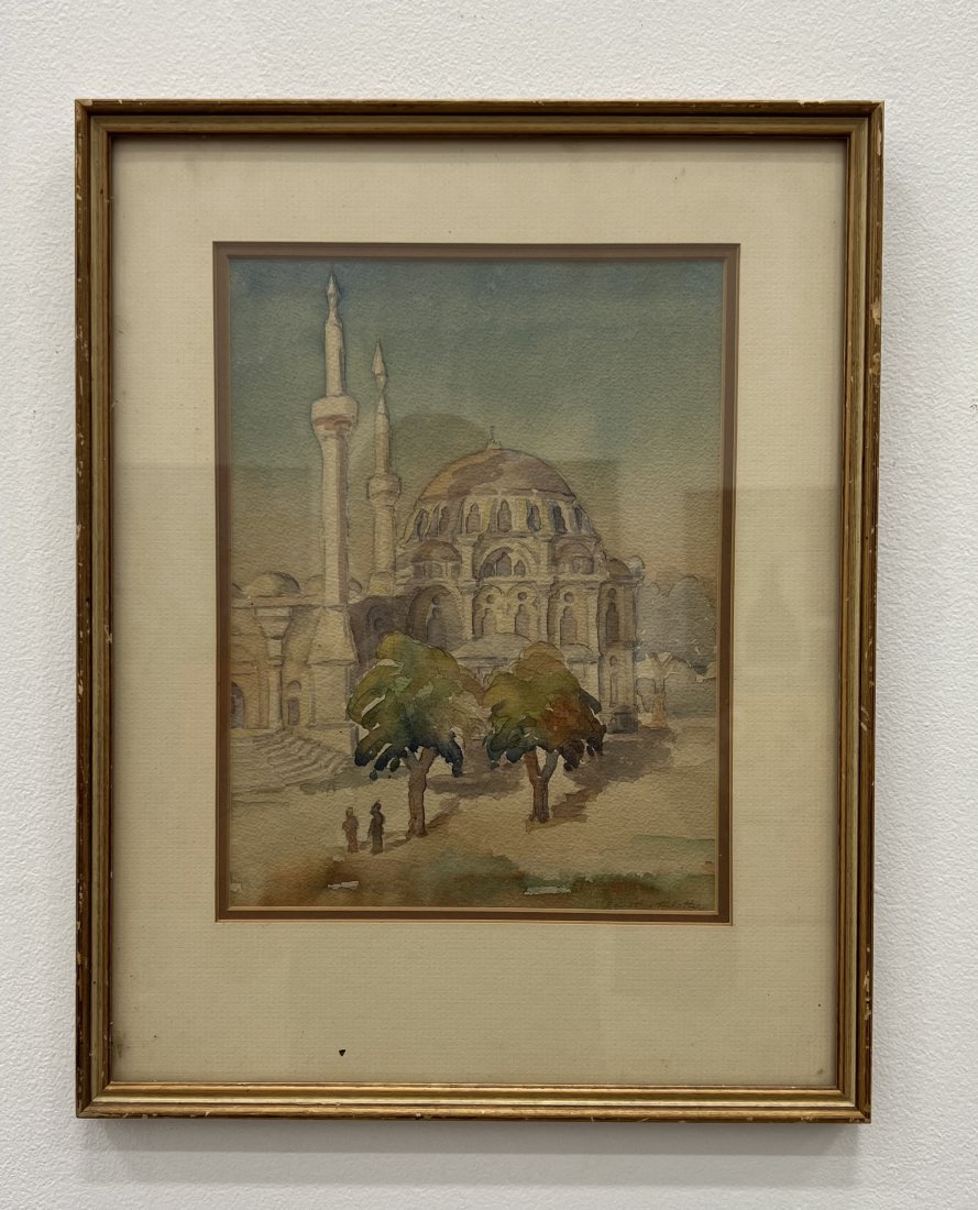 Laleli Camii Mosque, Istanbul, Signed Watercolor: 8 x 10 1/4 in. (sight), 12 1/2 x 16 in. (framed)