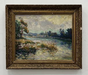 French Impressionist Landscape, Illegible Signature