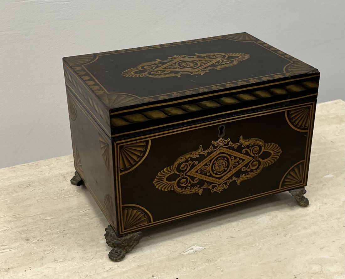 Regency Style Antique Wood Sewing Box w/ Items (1 of 9)