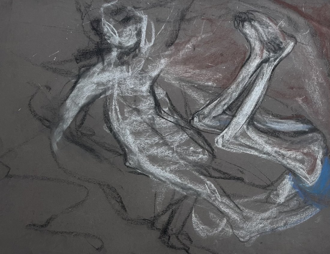 BARBARA YETERIAN (20th c, American) Figures: Pastel on paper 26 x 20 in