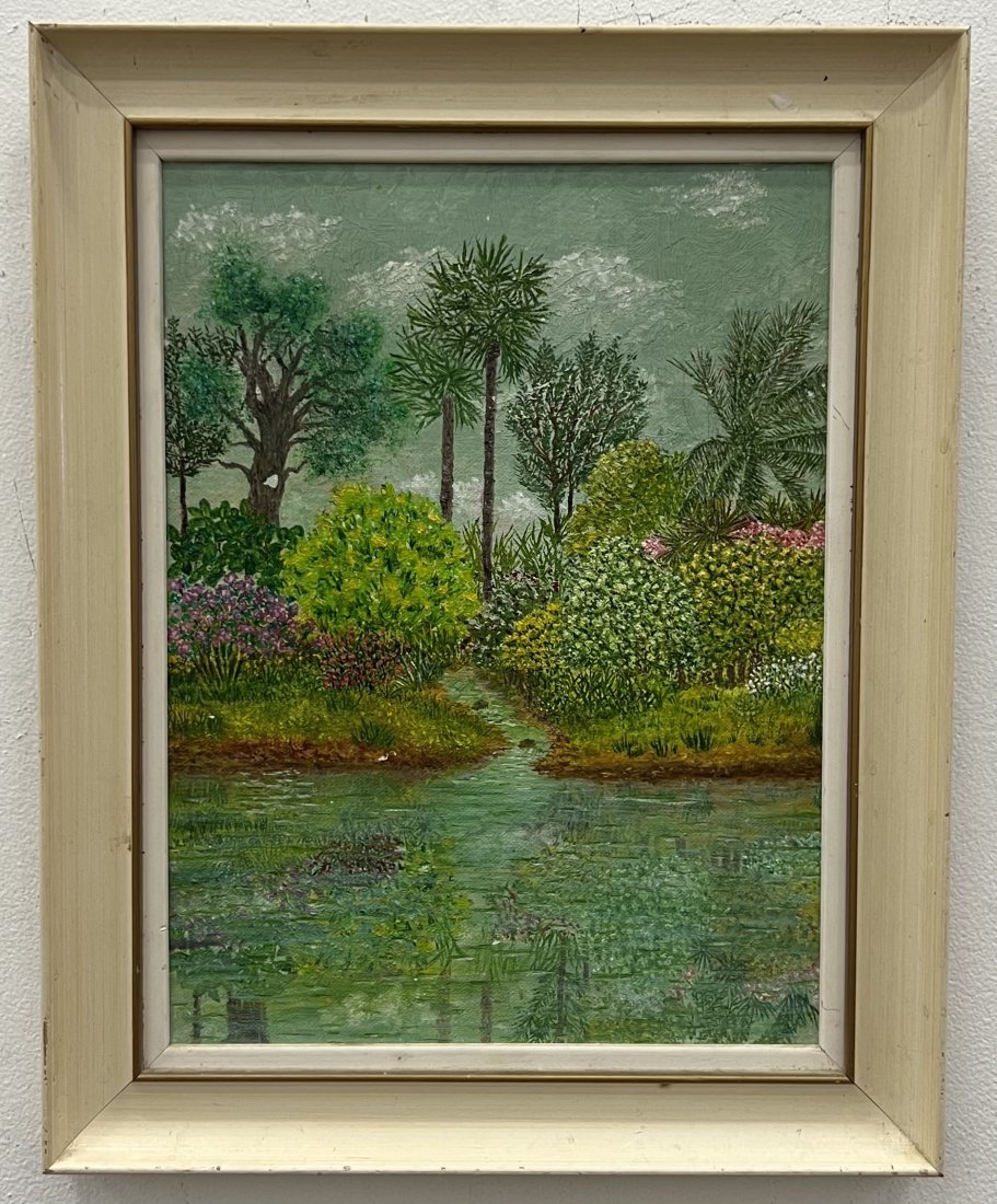 Impressionist Tropical Florida Mangrove Landscape: Oil on board 12 x 9 in, 15 x 12 in (framed)