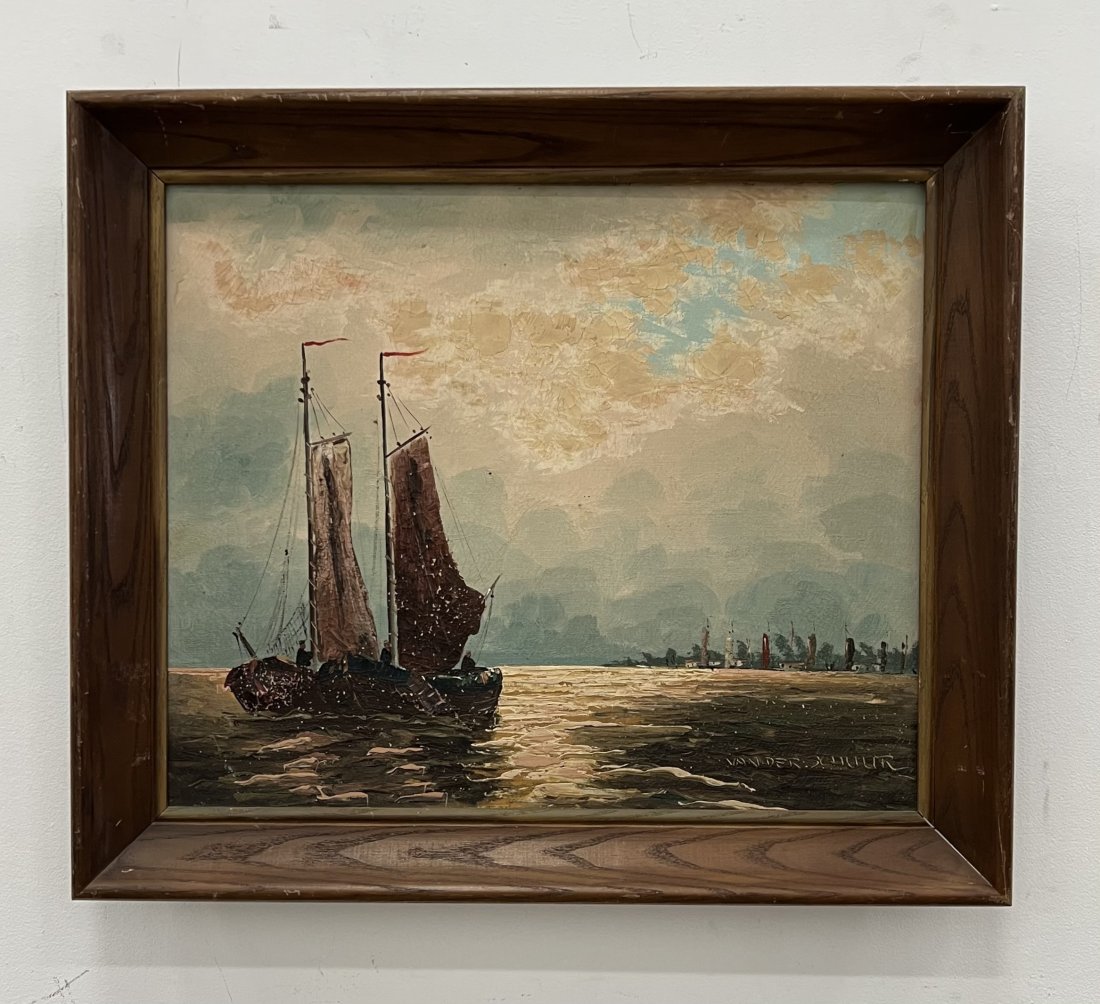 Impressionist Dutch Tonalist Marine Painting, Signed: Seascape. 24 x 20 in, 28 1/2 x 24 1/2 in
