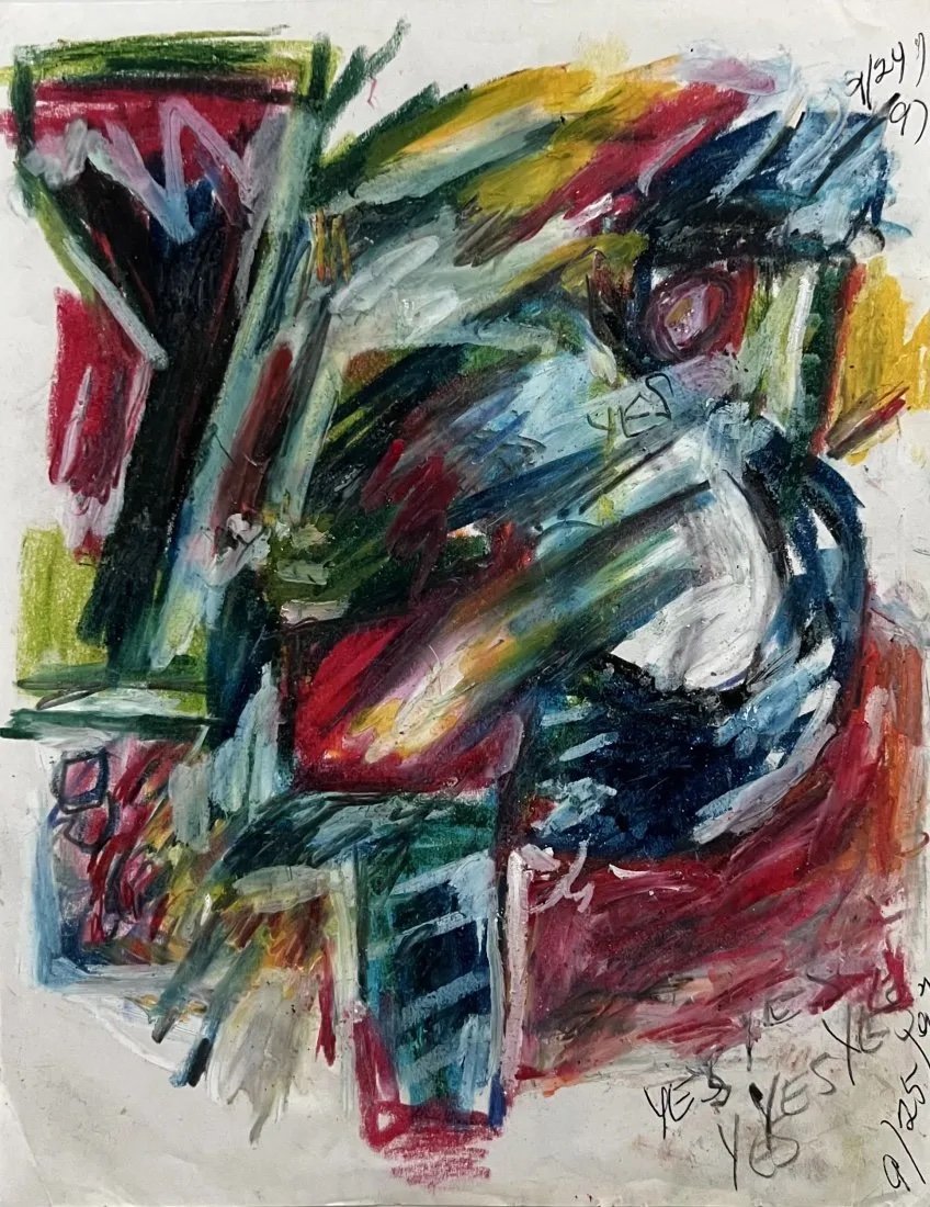 AIDA NELSON (1939-2018, Argentina) Abstract: Mixed media on paper 11 x 8 1/2 in