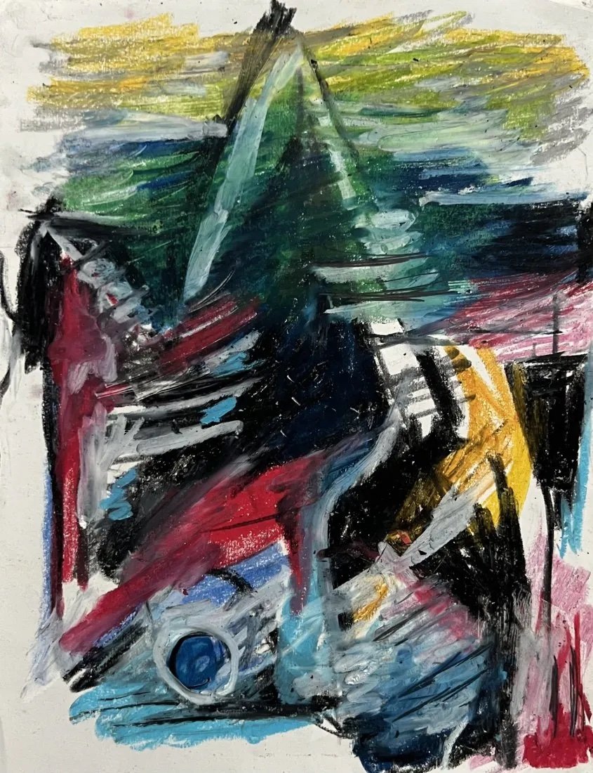 AIDA NELSON (1939-2018, Argentina) Abstract: Mixed media on paper 11 x 8 1/2 in