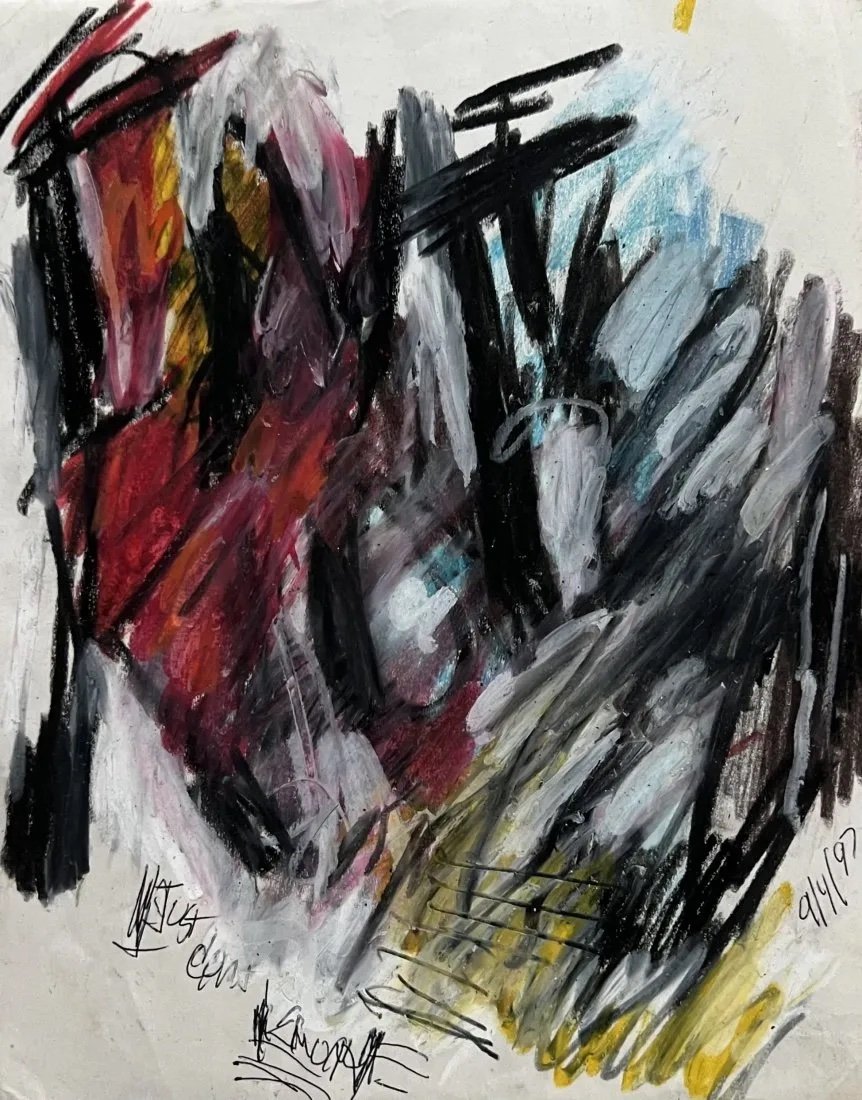 AIDA NELSON (1939-2018, Argentina) Abstract: Mixed media on paper 11 x 8 1/2 in