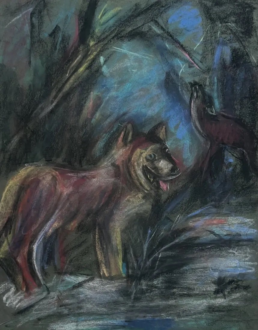 BARBARA YETERIAN (20th c, American) Dog: Pastel on paper 26 x 20 in