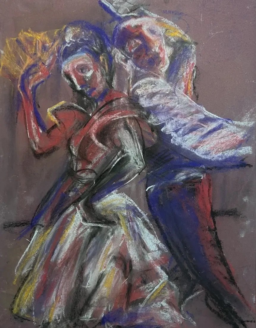 BARBARA YETERIAN (20th c, American) Dancers: Pastel on paper 26 x 20 in